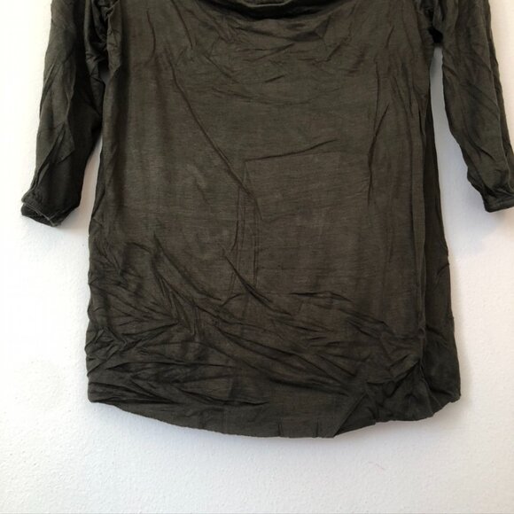 BAILEY 44 ANTHROPOLOGIE ANTHRO Off the Shoulder 3/4 Sleeve Shirt Olive Green Top - Picture 7 of 15